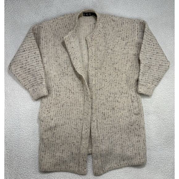 Vintage P.G.E. Womens M Wool Mohair Blend Long Cardigan Oatmeal Duster Sweater - Picture 1 of 5